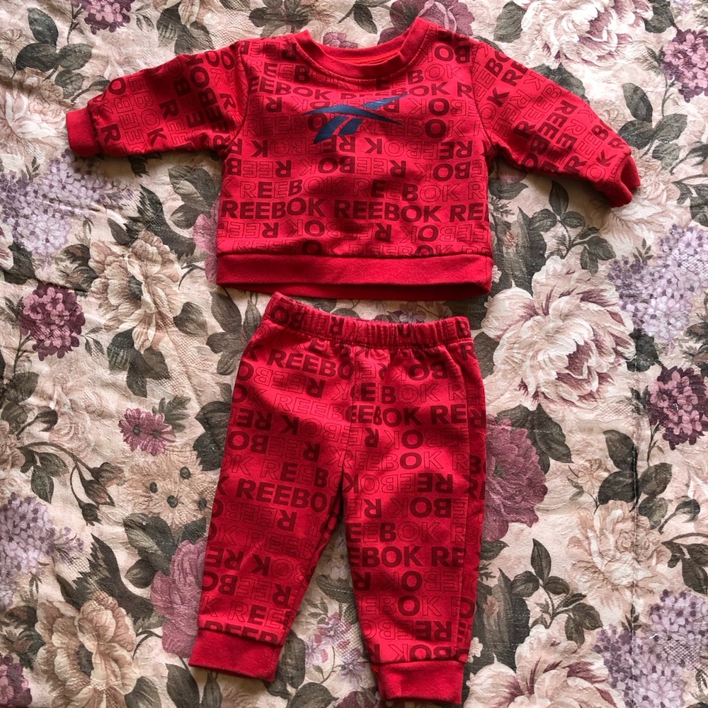 Reebok Red Logo Kids Pajama Set with Blue Accent